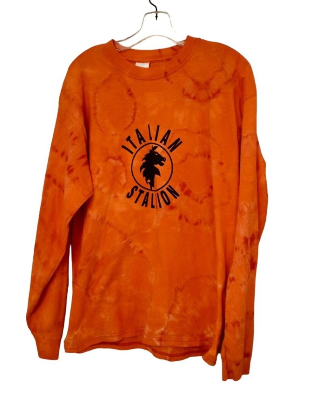 Men's Gilden Orange Italian Stallion Graphic Long Sleeve T-shirt Size L